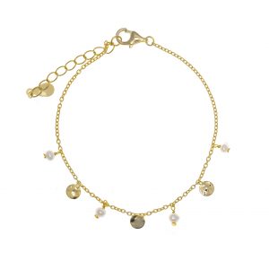 PULSERA SALVATORE BAÑO ORO CIRCULOS Y PERLAS
