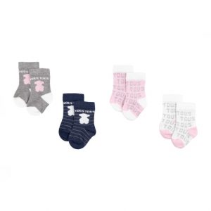 Tous Baby: Pack 4 calcetines tous baby rosa