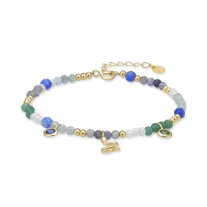 PULSERA AMAAL LUXENTER PLATA  BAÑO DE ORO Y PIEDRAS