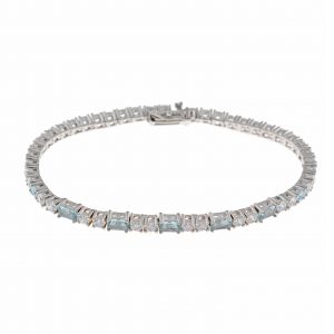PULSERA SALVATORE PLATA BAÑO RODIO Y CIRCONITAS