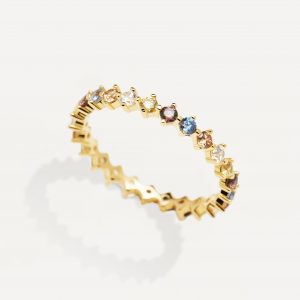 ANILLO PDPAOLA SAGE PLATA BAÑO ORO PIEDRAS