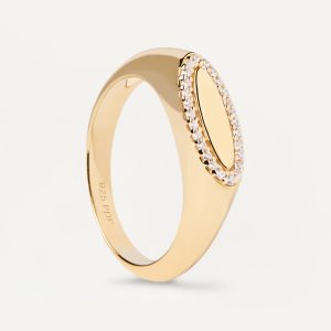 ANILLO PDPAOLA PLATA BAÑO ORO CIRCONITAS