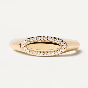 ANILLO PDPAOLA PLATA BAÑO ORO CIRCONITAS