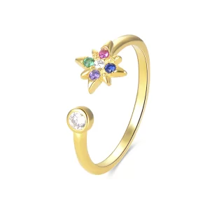ANILLO LUXENTER ANRA PLATA BAÑO ORO ESTRELLA