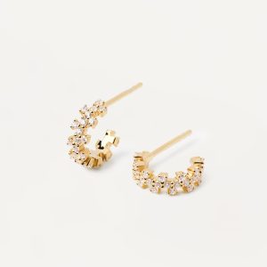 AROS PDPAOLA LITTLE CROWN PLATA BAÑO ORO CIRCONITAS
