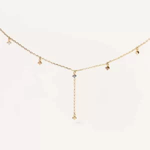 COLLAR PDPAOLA MANA PLATA BAÑO ORO PIEDRAS COLORES