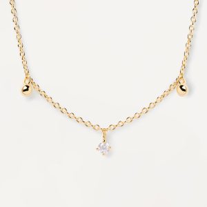 COLLAR PDPAOLA LOVE TRIANGLE PLATA BAÑO ORO
