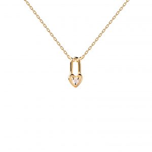 COLLAR PDPAOLA CANDADO CORAZON PLATA BAÑO ORO